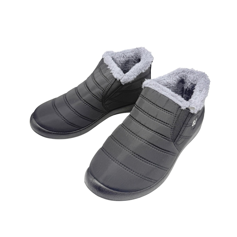Bare Footwear Black Puffer Slip On Shoes EU 39 Faux Fur Lined Cozy New Dust Bag